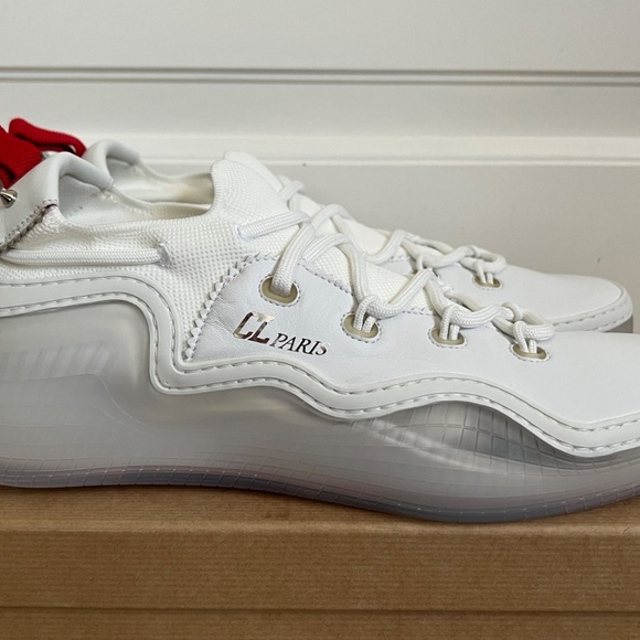 NIB Christian Louboutin Arpoador White Leather Drawstring Low Top Sneakers 43.5 main image 9